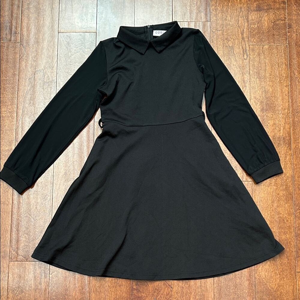 Gorlya Girl’s Wednesday Addams Black Long Sleeve Dress, Size 12